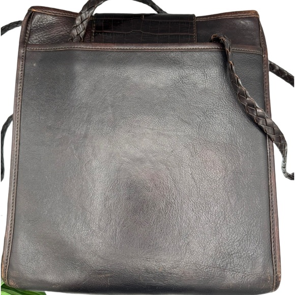 🌺Vintage 90s Brighton Donna Bag Tote Purse Brown Croc Buckle Heart Handbag🌸🌺 - Picture 2 of 16